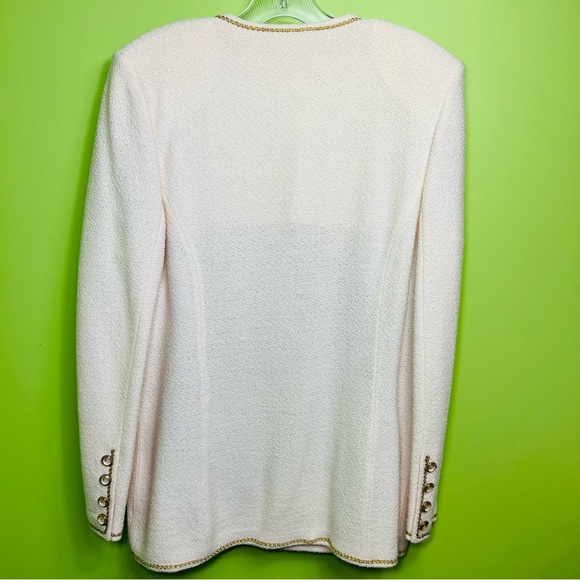 ST. JOHN 3 piece set Elegant Cream zip double breasted Jacket, skirt, blouse - Picture 5 of 13